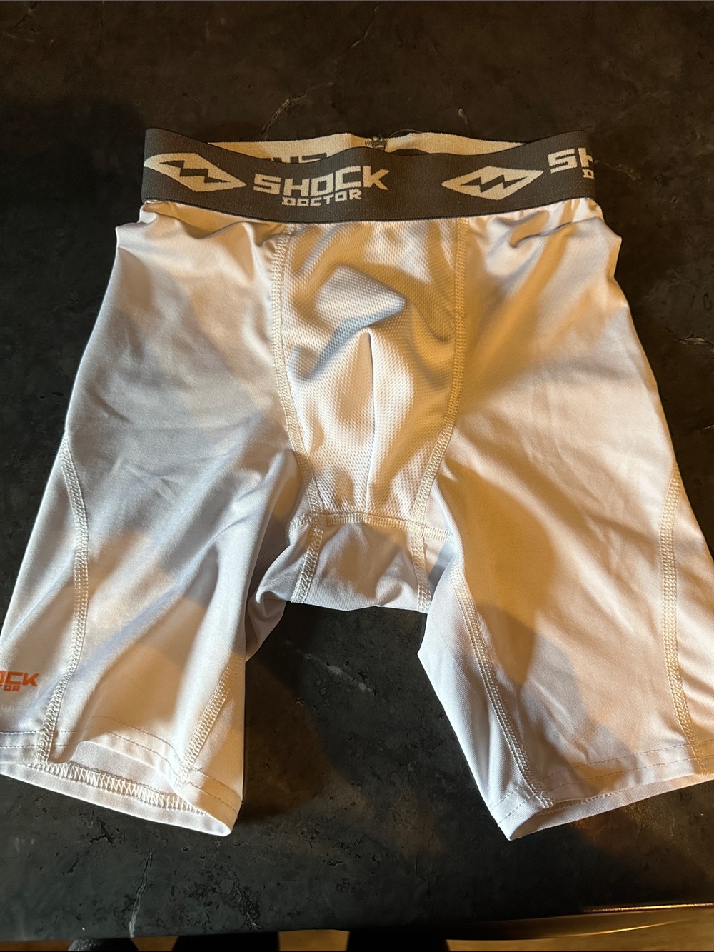 Shock Doctor Boy’s White Compression Shorts with cup insert